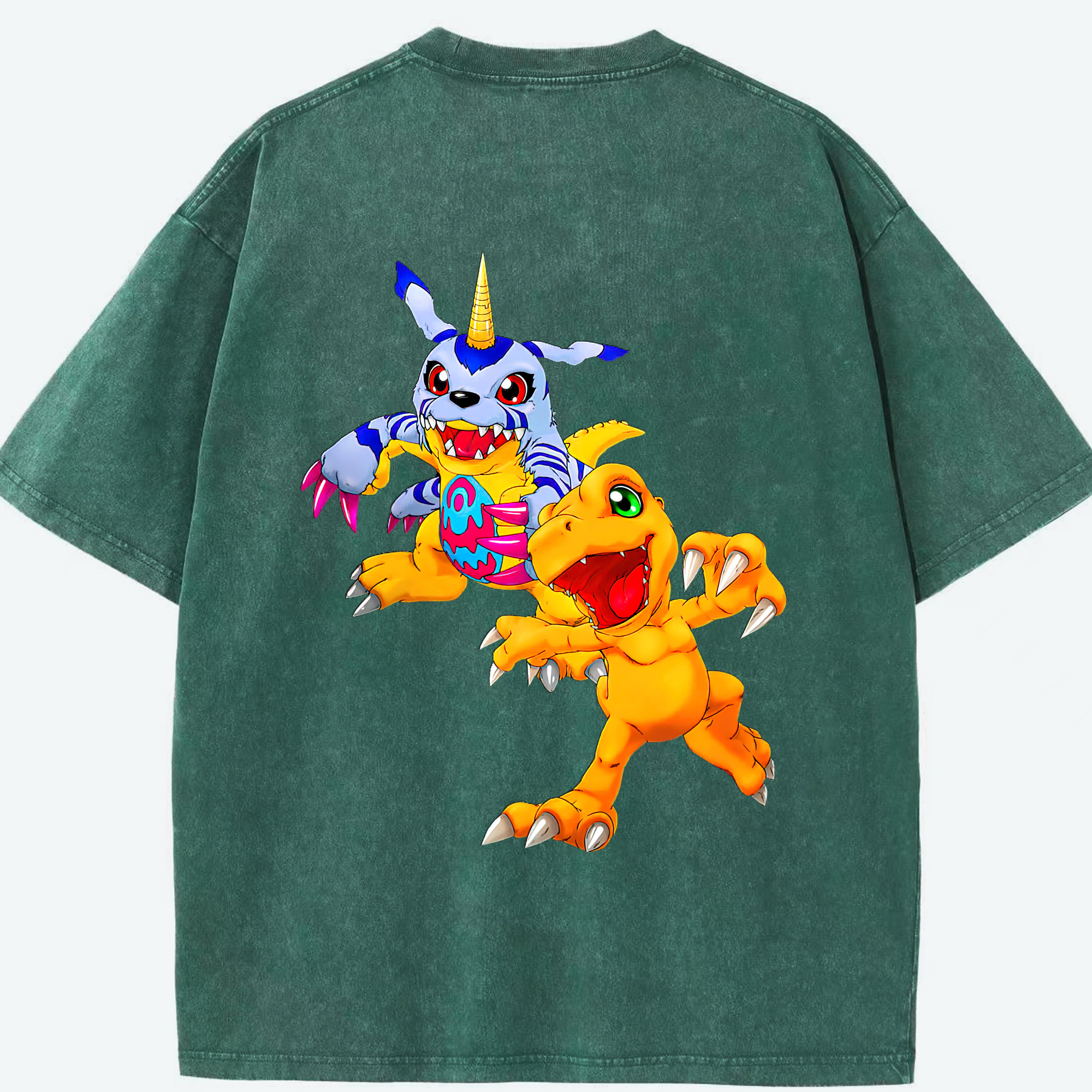 （画像用） Digimon デジタルモンスター/デジモン 綿100% ヴィンテージ風 半袖Tシャツ（背面プリント）